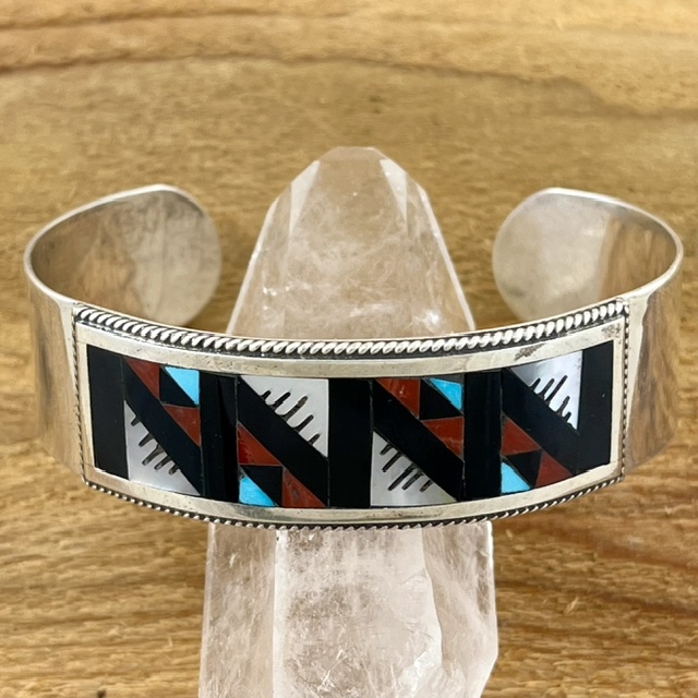 Sterling Silver Multi-Colored Zuni Channel Inlay Bracelet