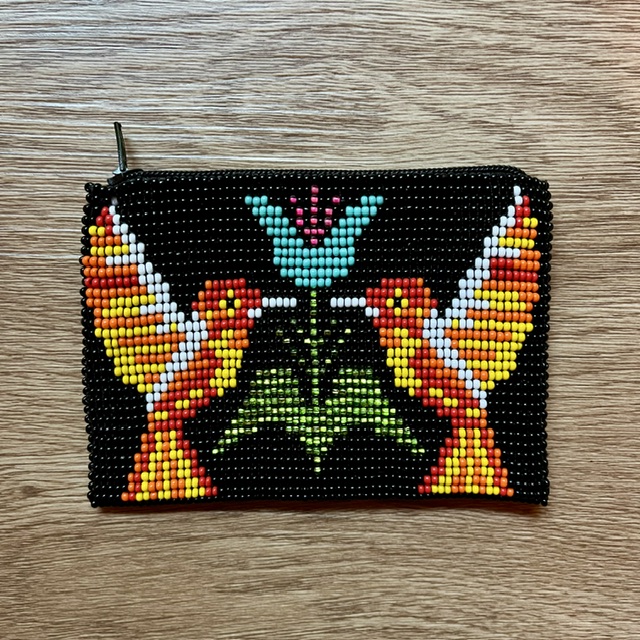 Hand Beaded Coin Purse - Hummingbirds both front and back